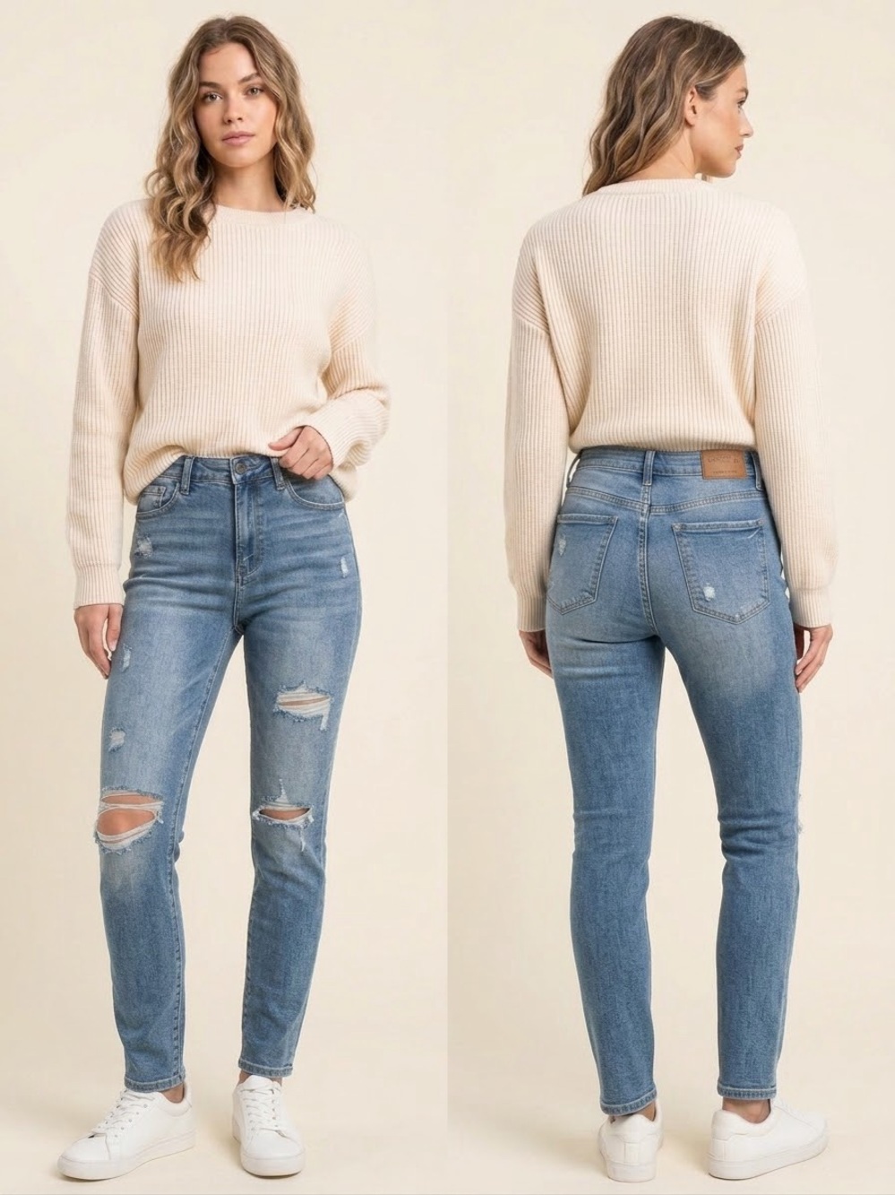 Judy Blue Light Blue Distressed Boyfriend Jeans